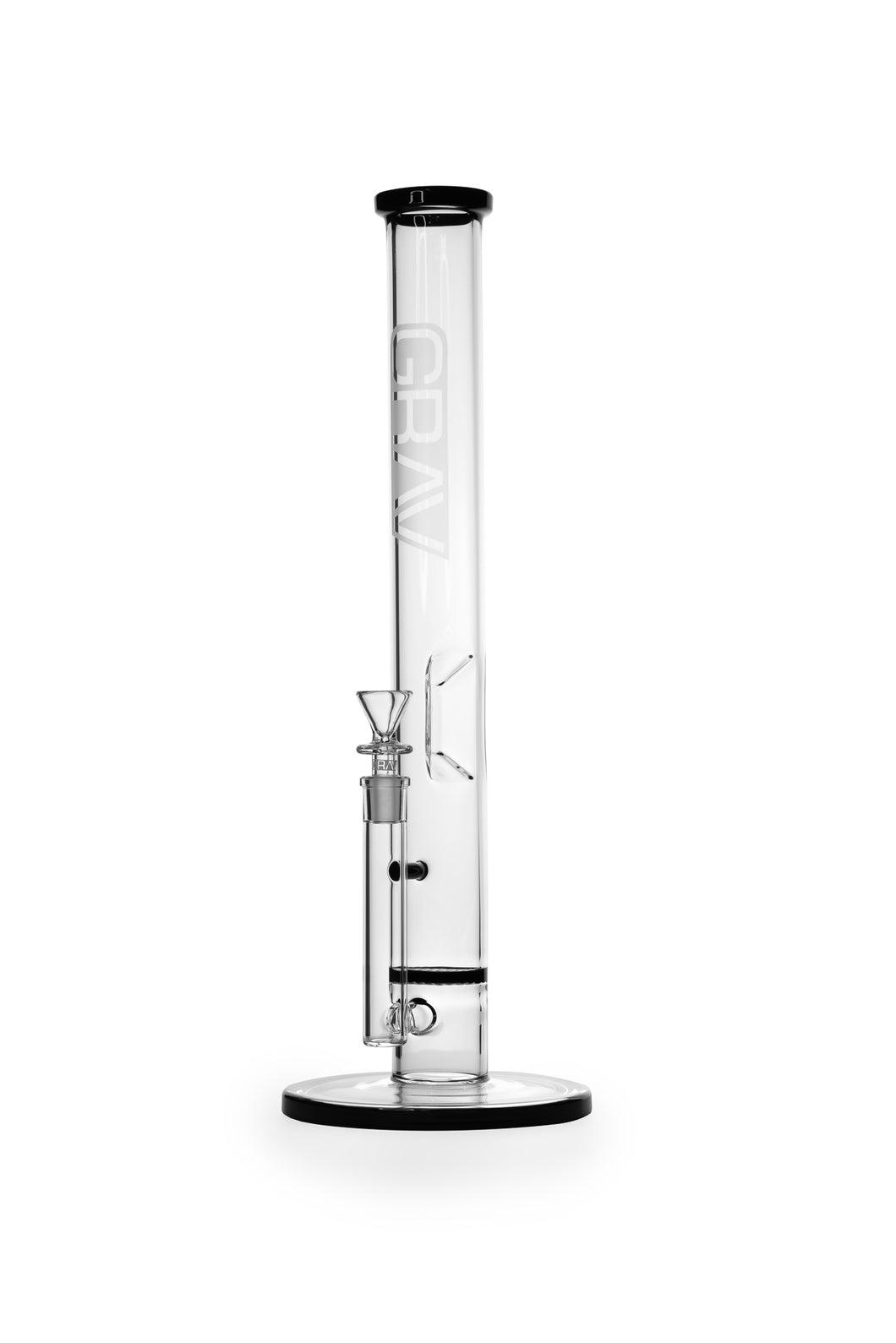 GRAV® Large, Black Accent Straight Base W / Disc Water Pipe